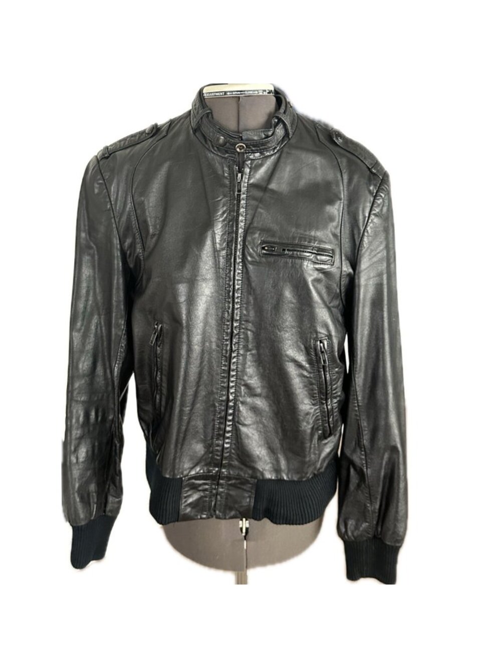 Wilsons Leather Moto Biker Bomber Jacket Men's M 40 Black